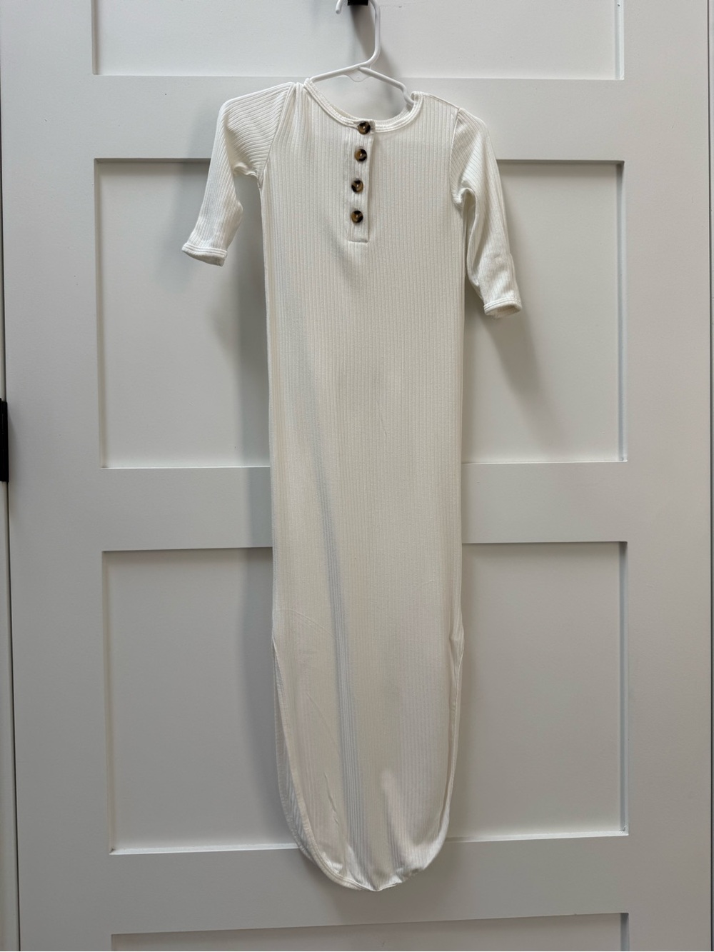 Lou Lou & Company Cream Ribbed Infant Sleep Gown with Button Placket